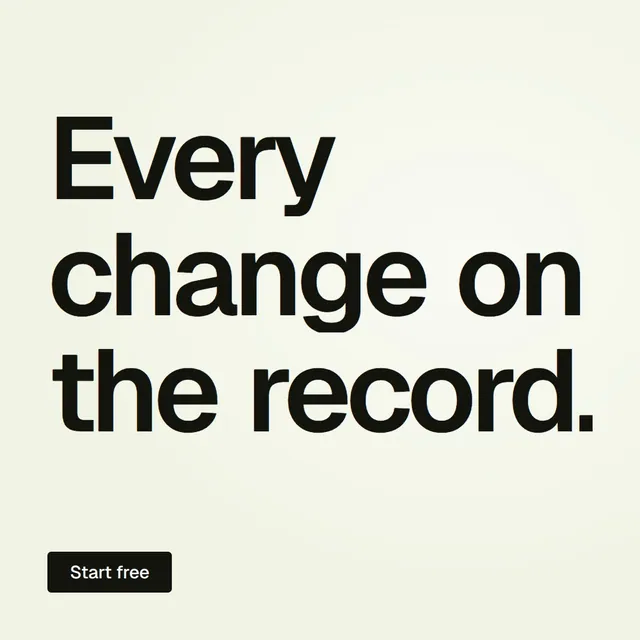 Video for contracts.io: "Every change on the record.". Doc motion loop, 7.0 s, light palette.