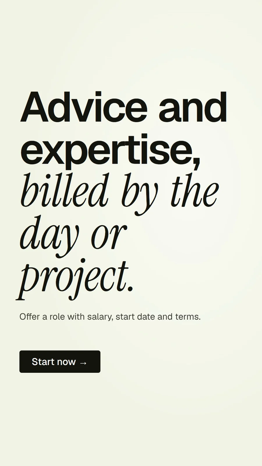 Video for contracts.io: "Advice and expertise, billed by the day or project.". Doc motion loop, 6.0 s, light palette.