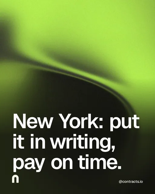 Video for contracts.io: "New York: put it in writing, pay on time.". Shader loop, 6.0 s, dark palette.