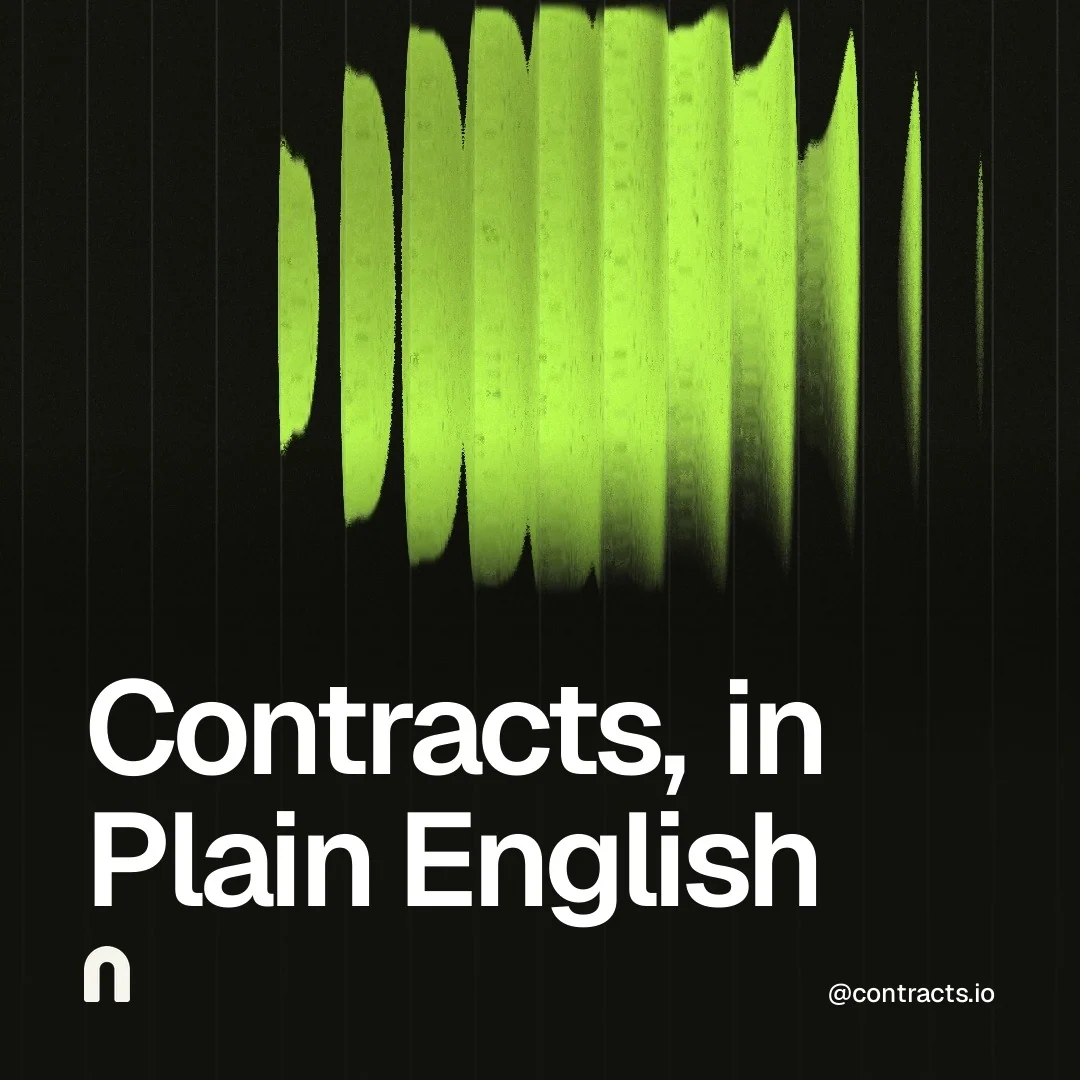 Video for contracts.io: "Contracts, in Plain English". Shader loop, 6.0 s, dark palette.
