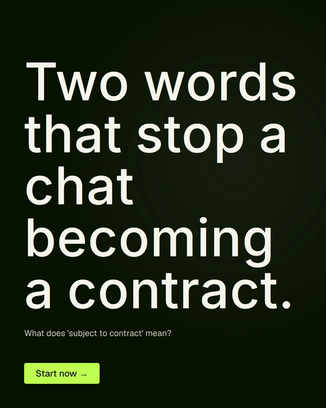 Video for contracts.io: "Two words that stop a chat becoming a contract.". Doc motion loop, 6.0 s, dark palette.