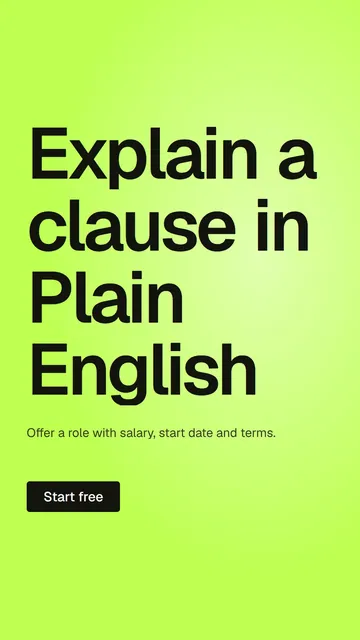 Video for contracts.io: "Explain a clause in Plain English". Doc motion loop, 7.0 s, light palette.