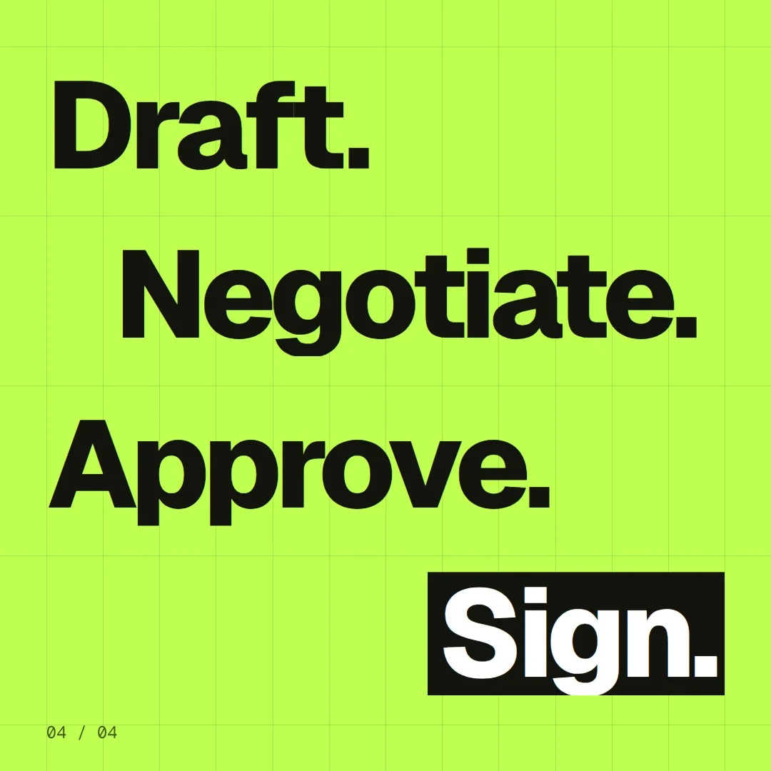 Video for contracts.io: "One paper, two sides, every change on the record.". Kinetic type grid, 6.0 s, light palette.