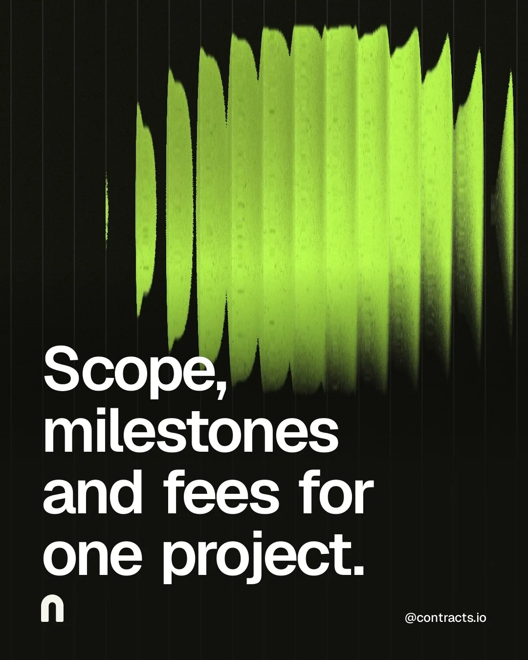 Video for contracts.io: "Scope, milestones and fees for one project.". Shader loop, 6.0 s, dark palette.