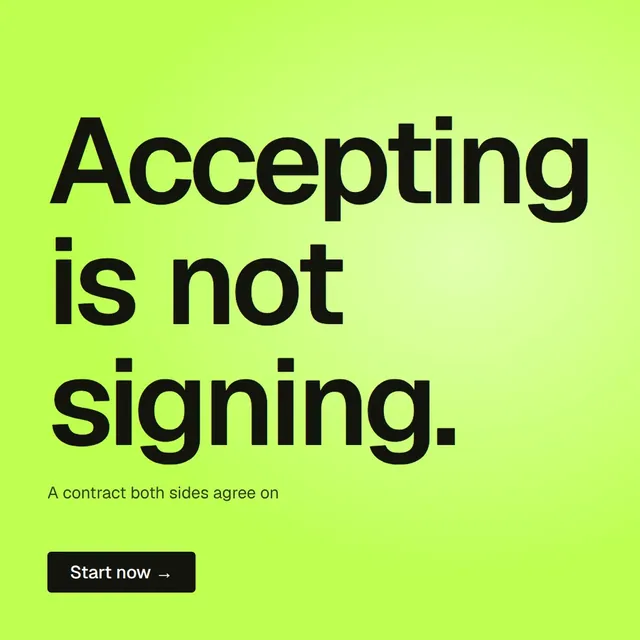 Video for contracts.io: "Accepting is not signing.". Doc motion loop, 6.0 s, light palette.