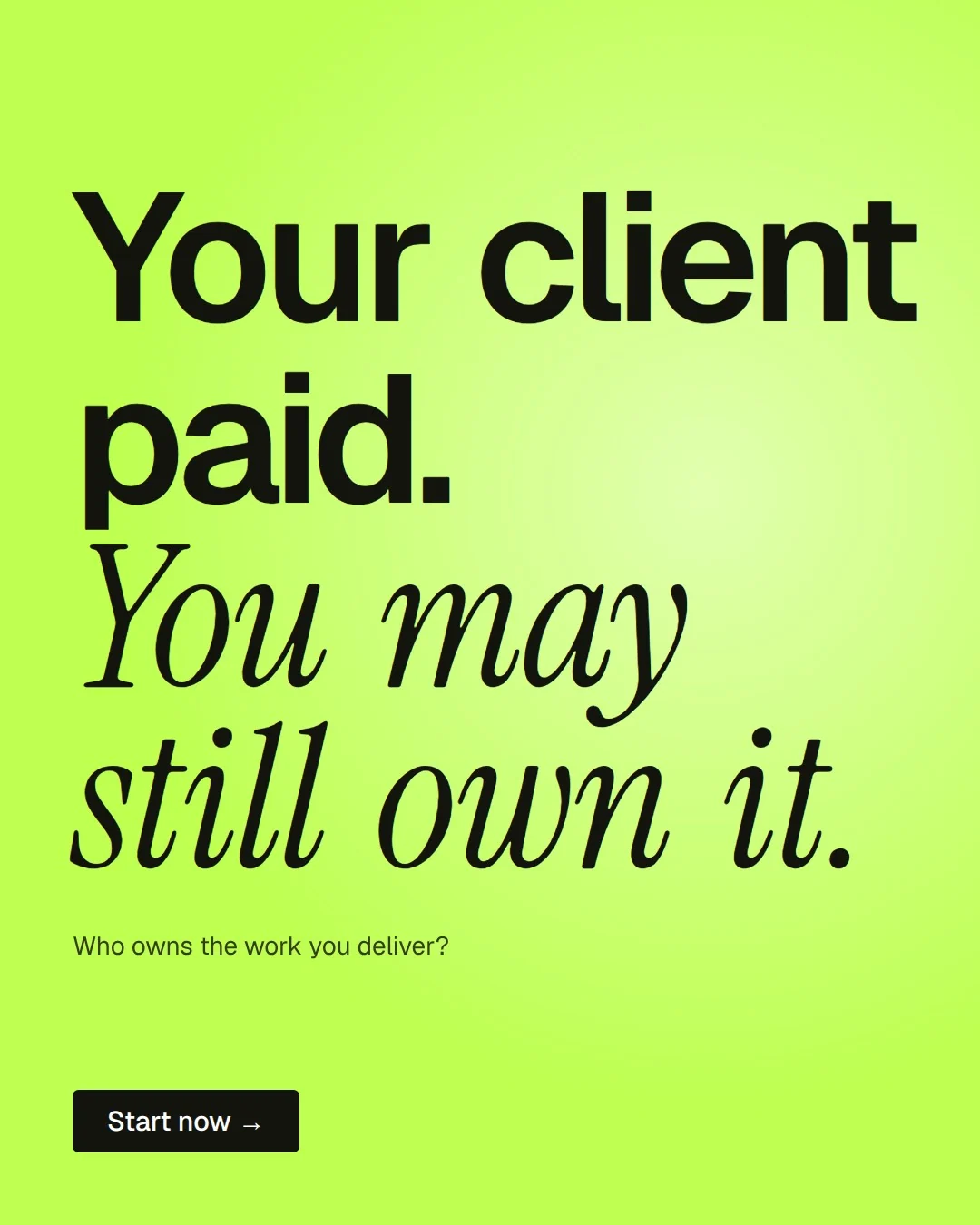 Video for contracts.io: "Your client paid. You may still own it.". Doc motion loop, 6.0 s, light palette.