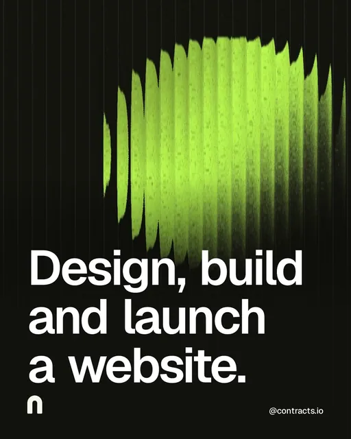 Video for contracts.io: "Design, build and launch a website.". Shader loop, 6.0 s, dark palette.