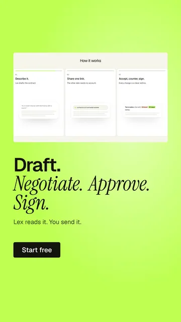 Video for contracts.io: "Draft. Negotiate. Approve. Sign.". Doc motion loop, 6.0 s, light palette.