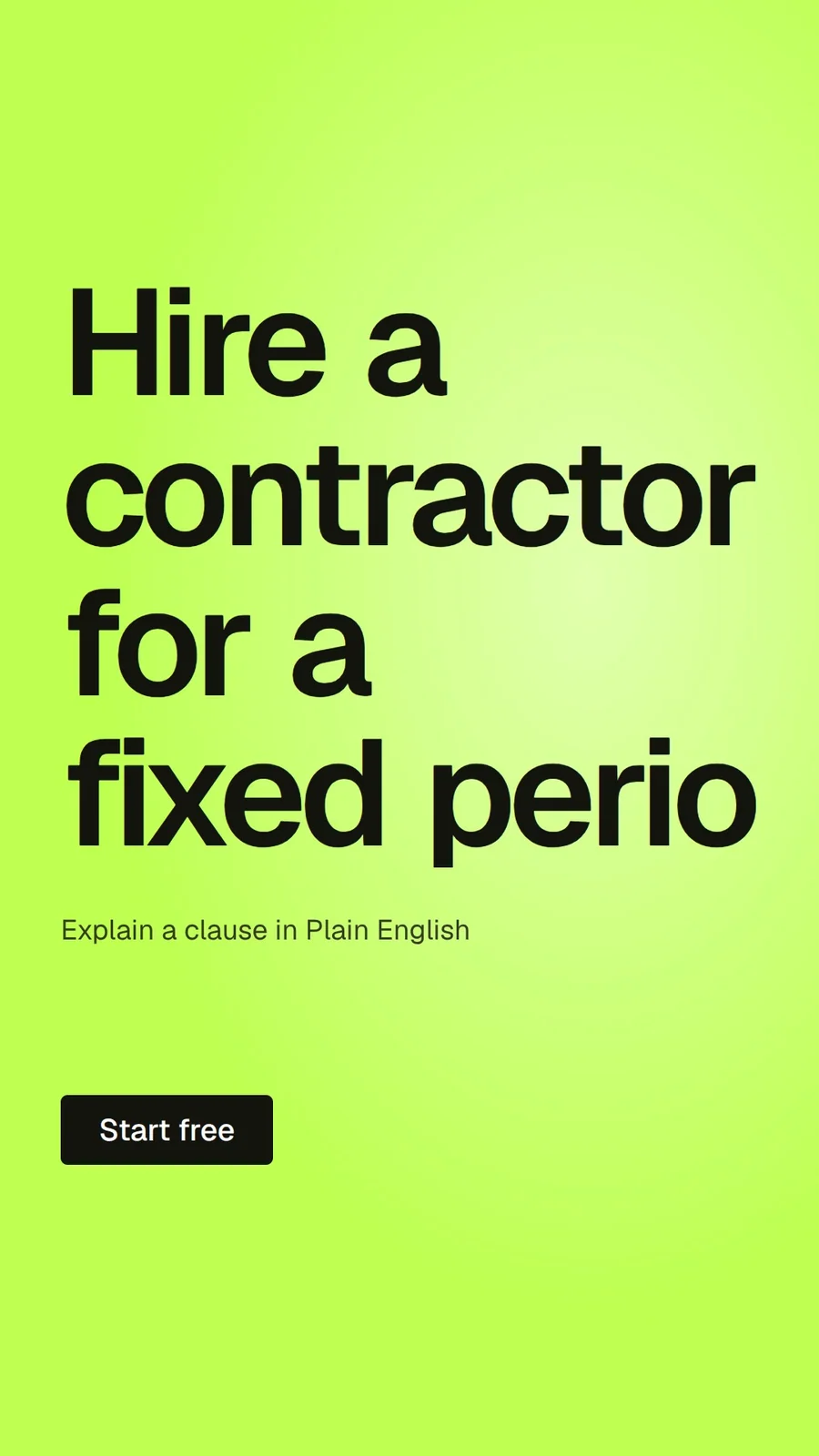 Video for contracts.io: "Hire a contractor for a fixed period.". Doc motion loop, 8.0 s, light palette.