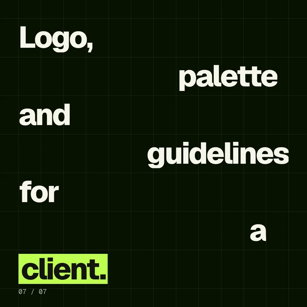 Video for contracts.io: "Logo, palette and guidelines for a client.". Kinetic type grid, 6.0 s, dark palette.
