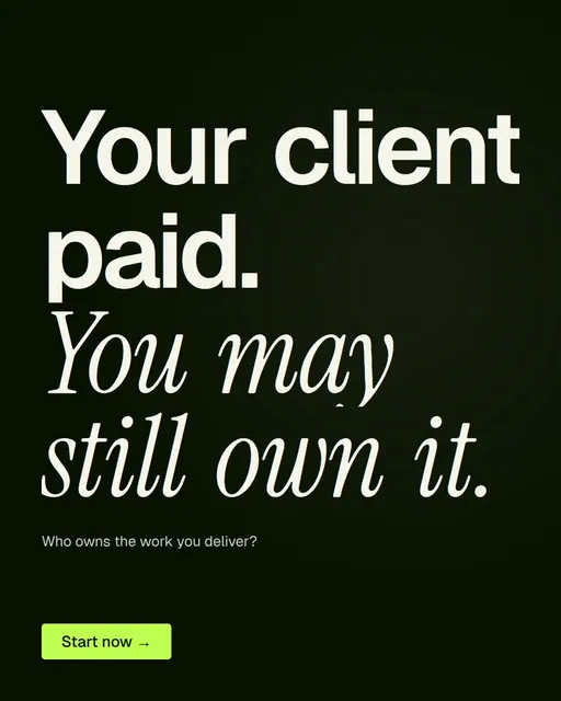 Video for contracts.io: "Your client paid. You may still own it.". Doc motion loop, 7.0 s, dark palette.