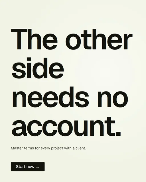 Video for contracts.io: "The other side needs no account.". Doc motion loop, 7.0 s, light palette.