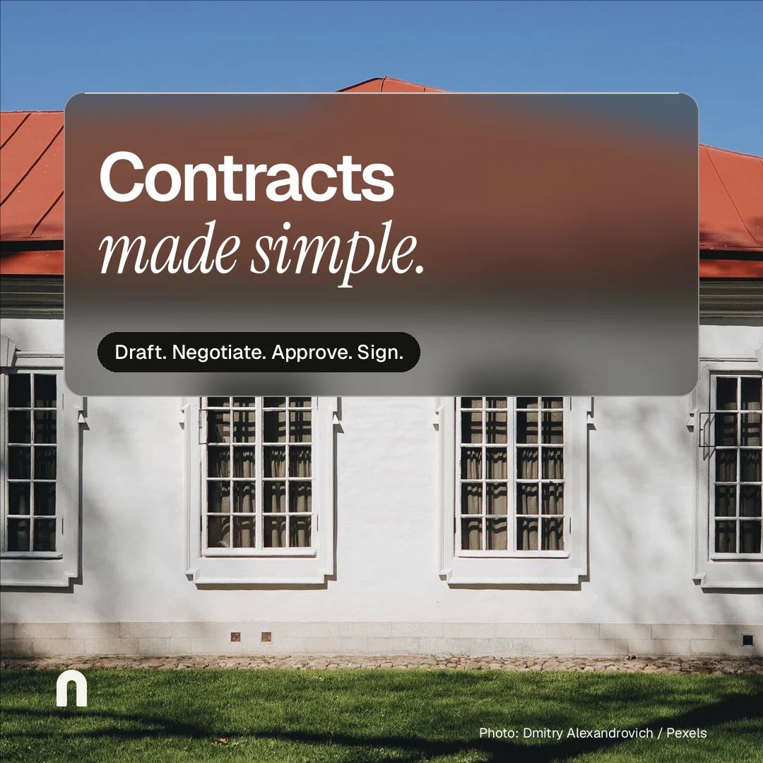 Instagram post for contracts.io: "Contracts made simple." Glass style, technique:pexels ingredient layout, light palette in red, black, grey.