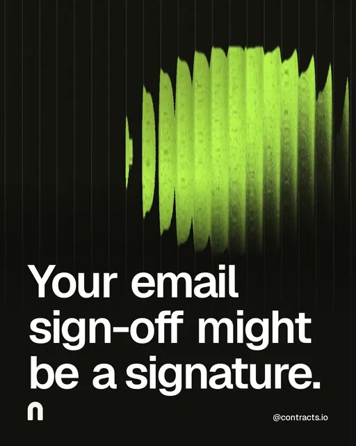 Video for contracts.io: "Your email sign-off might be a signature.". Shader loop, 6.0 s, dark palette.