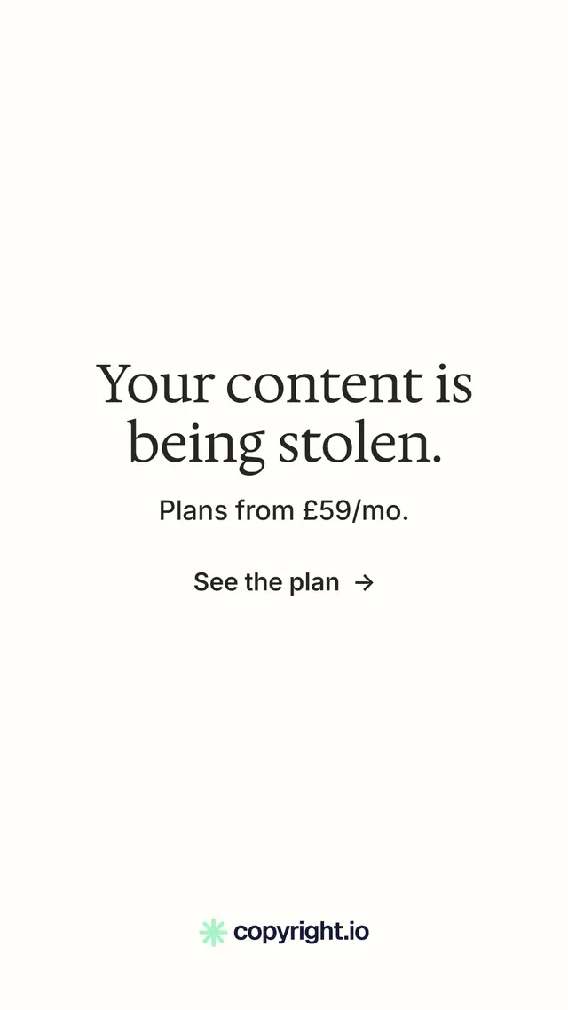 Instagram story for copyright.io: "Your content is being stolen." Minimal luxury style, skeleton layout, light palette in white.