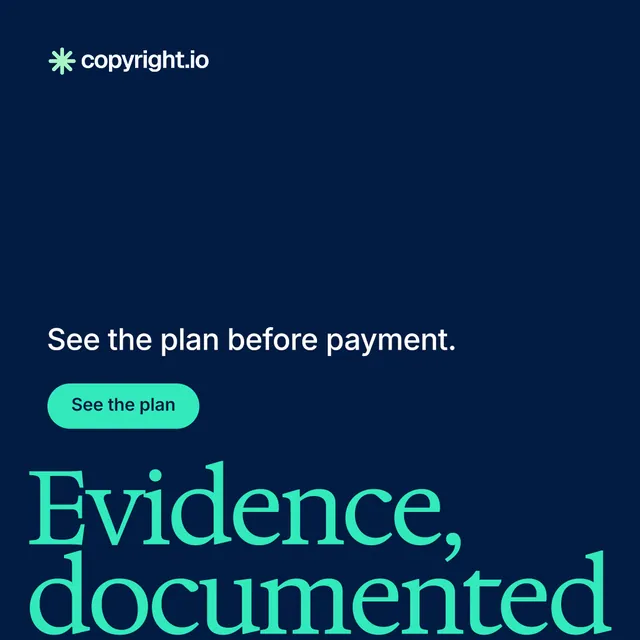Instagram post for copyright.io: "Put an agent on it." Y2K style, oversized layout, dark palette in blue, teal.