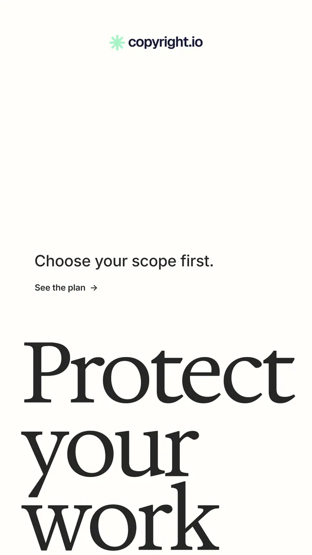 Instagram story for copyright.io: "Reposts don't remove themselves." Minimal luxury style, oversized layout, light palette in white, grey.