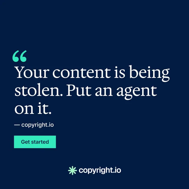 Instagram post for copyright.io: "See the plan first." Swiss style, quote layout, dark palette in blue.