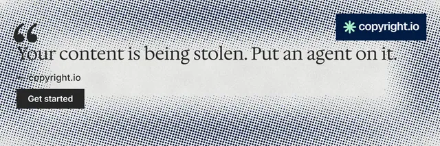 X header for copyright.io: "See the plan first." Swiss style, quote layout, light palette in grey, white.