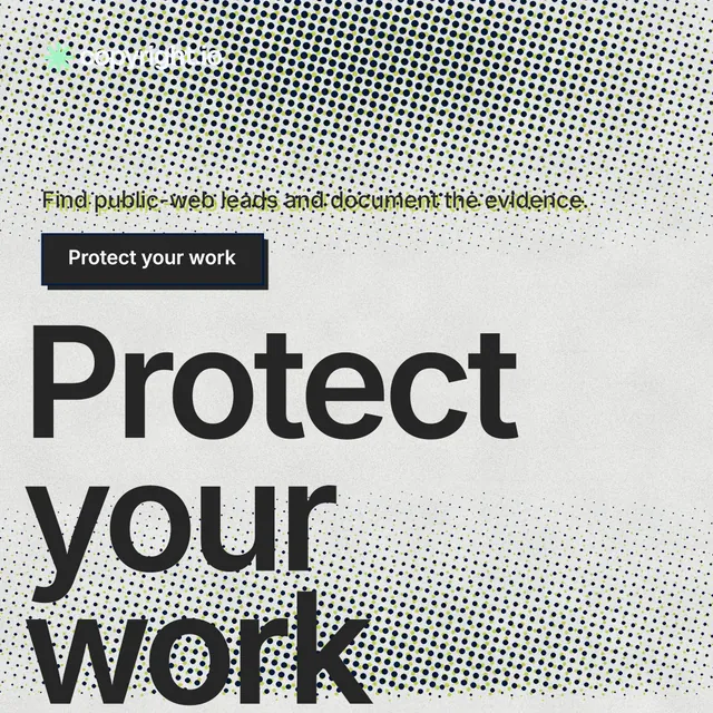 Instagram post for copyright.io: "Your content is being stolen." Brutalist style, oversized layout, light palette in grey, white.