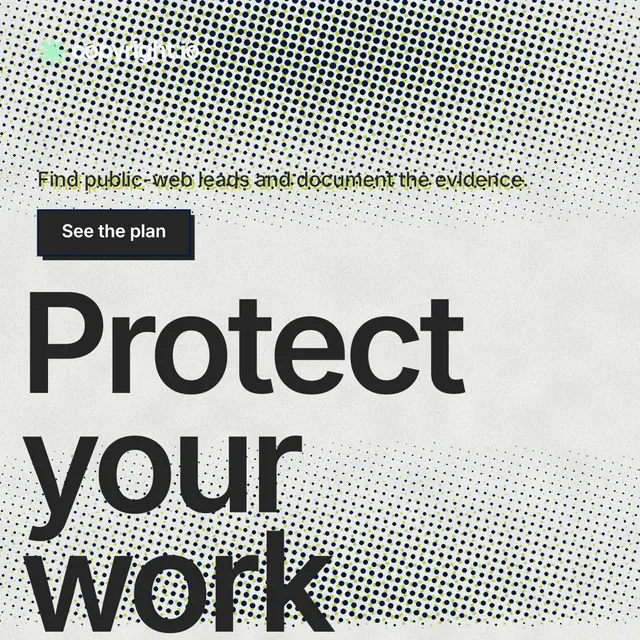 Instagram post for copyright.io: "Put an agent on it." Brutalist style, oversized layout, light palette in grey, white.