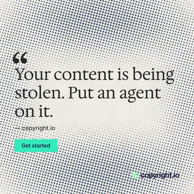 Instagram post for copyright.io: "Reposts don't remove themselves." Swiss style, quote layout, light palette in white, grey.