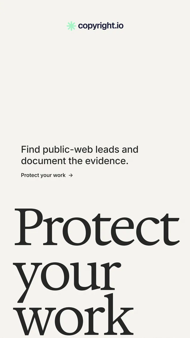 Instagram story for copyright.io: "Reposts don't remove themselves." Minimal luxury style, oversized layout, light palette in white, grey.