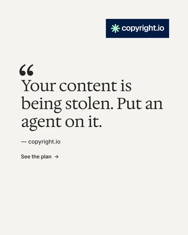 Instagram portrait post for copyright.io: "Reposts don't remove themselves." Minimal luxury style, quote layout, light palette in white.