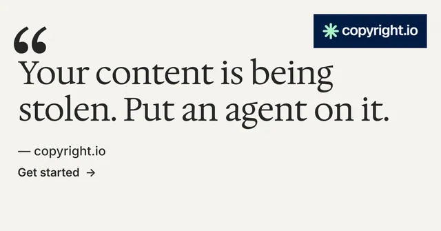 Social ad for copyright.io: "See the plan first." Minimal luxury style, quote layout, light palette in white, grey.