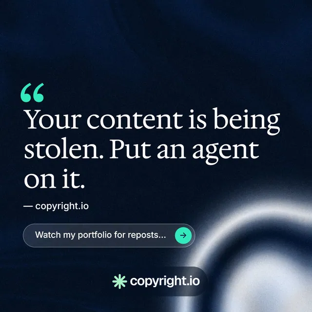 Instagram post for copyright.io: "See the plan first." Agentic glass style, quote layout, dark palette in black, grey.