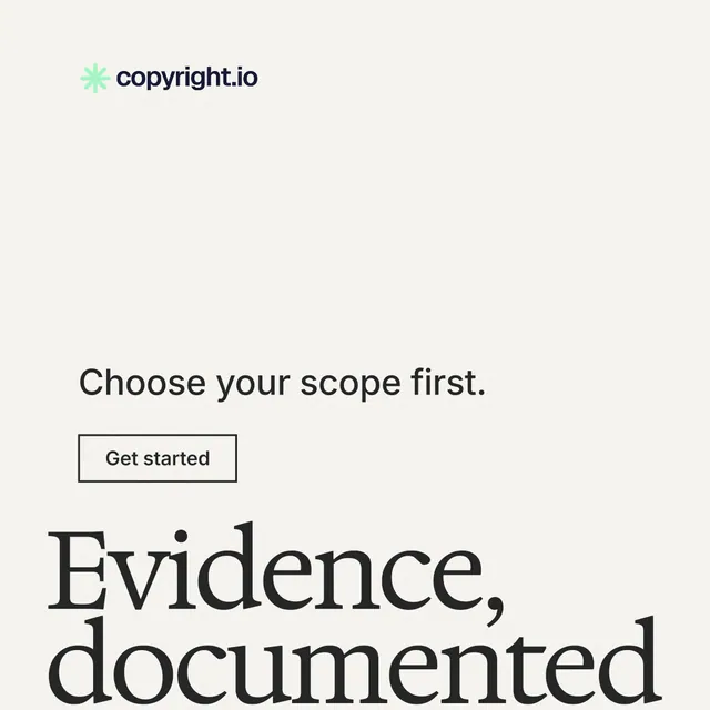 Instagram post for copyright.io: "Put an agent on it." Editorial style, oversized layout, light palette in white, grey.