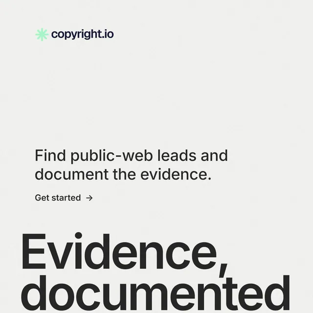 Instagram post for copyright.io: "Your content is being stolen." Minimal luxury style, oversized layout, light palette in white, grey.