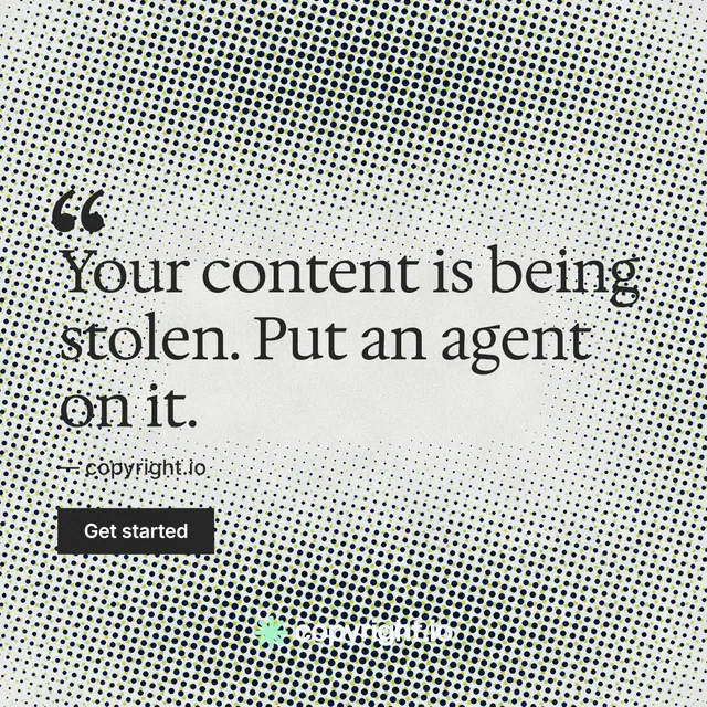 Instagram post for copyright.io: "See the plan first." Retro print style, quote layout, light palette in white, grey.