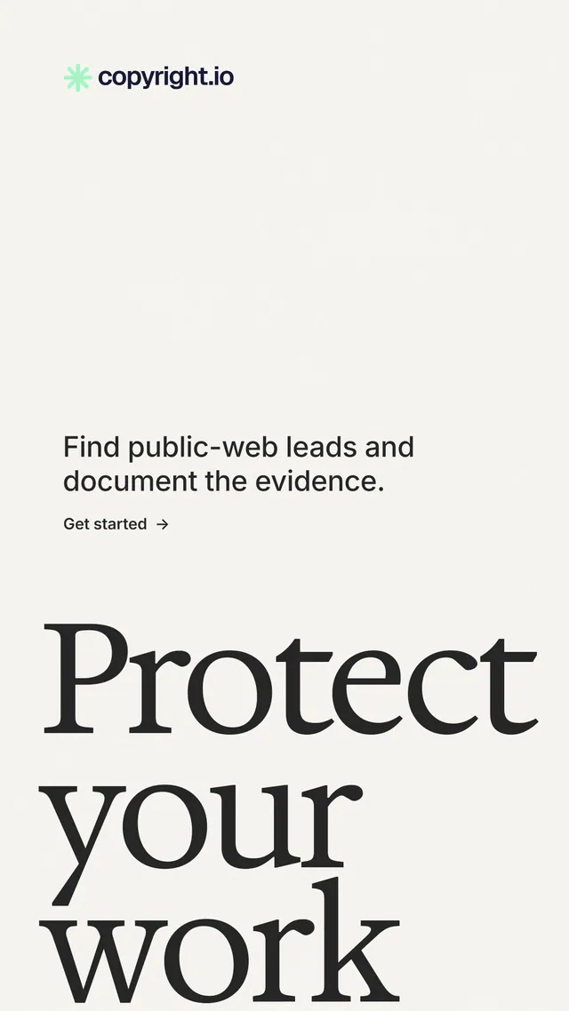 Instagram story for copyright.io: "Your content is being stolen." Minimal luxury style, oversized layout, light palette in white, grey.