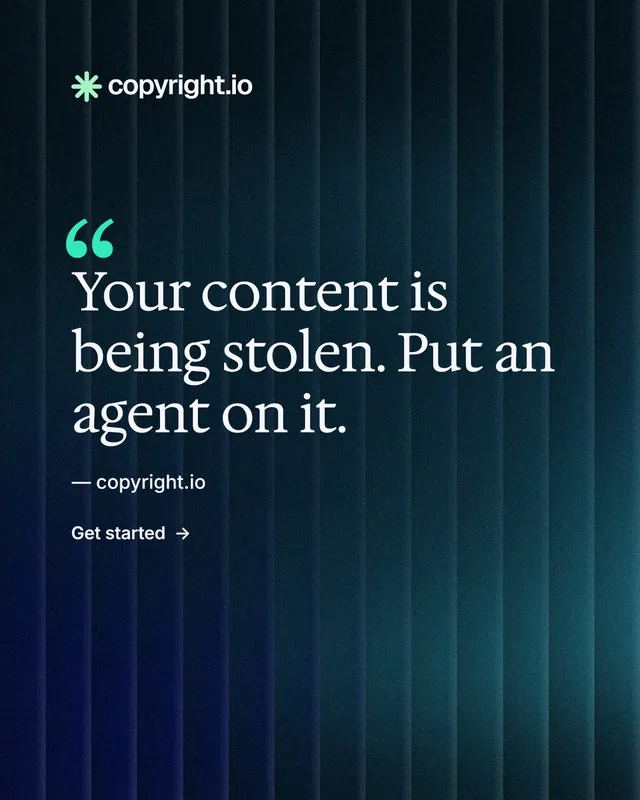 Instagram portrait post for copyright.io: "See the plan first." Minimal luxury style, quote layout, dark palette in blue, black.