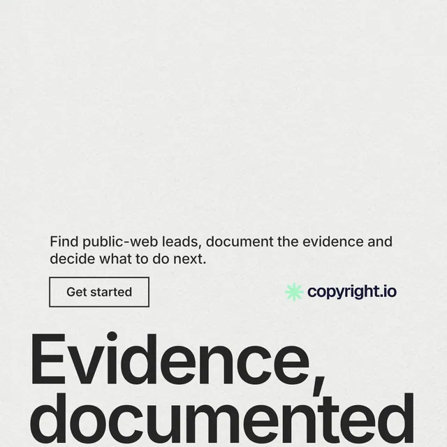 Instagram post for copyright.io: "Reposts don't remove themselves." Editorial style, oversized layout, light palette in white, grey.
