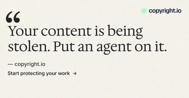 Social ad for copyright.io: "See the plan first." Minimal luxury style, quote layout, light palette in white, grey.