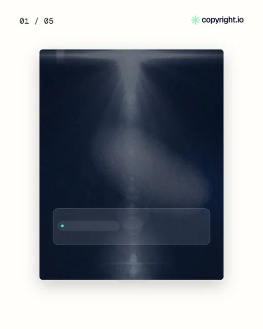 Video for copyright.io. Ad flipbook, 7.5 s, light palette.