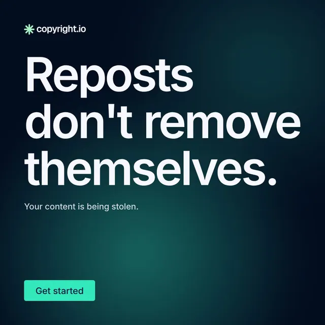 Video for copyright.io: "Reposts don't remove themselves.". Doc motion loop, 7.0 s, dark palette.