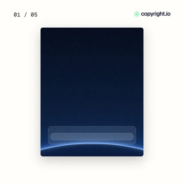 Video for copyright.io. Ad flipbook, 7.5 s, light palette.