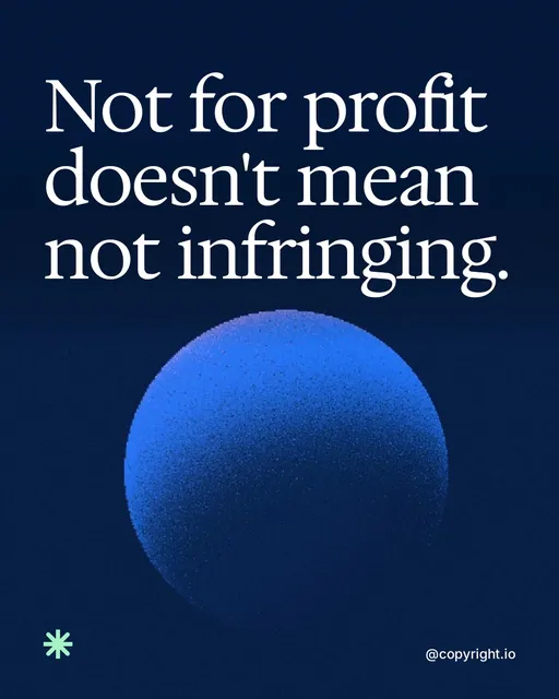 Video for copyright.io: "Not for profit doesn't mean not infringing.". Shader loop, 6.0 s, dark palette.