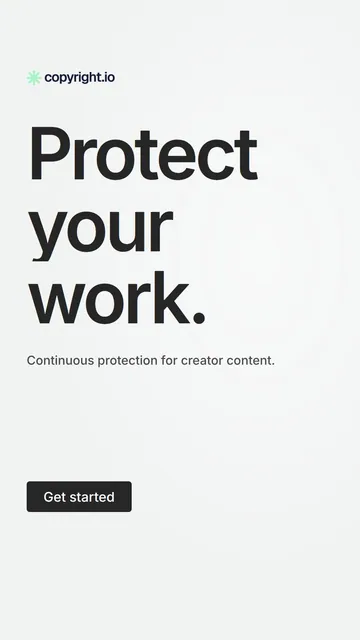 Video for copyright.io: "Protect your work.". Doc motion loop, 7.0 s, light palette.