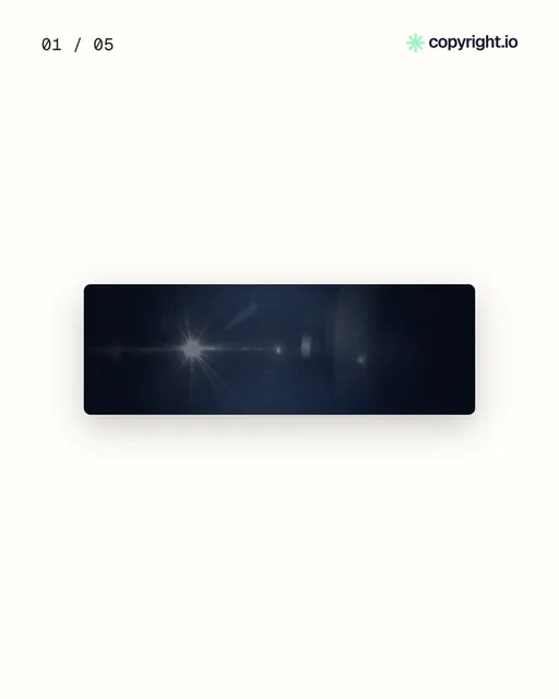 Video for copyright.io. Ad flipbook, 7.5 s, light palette.