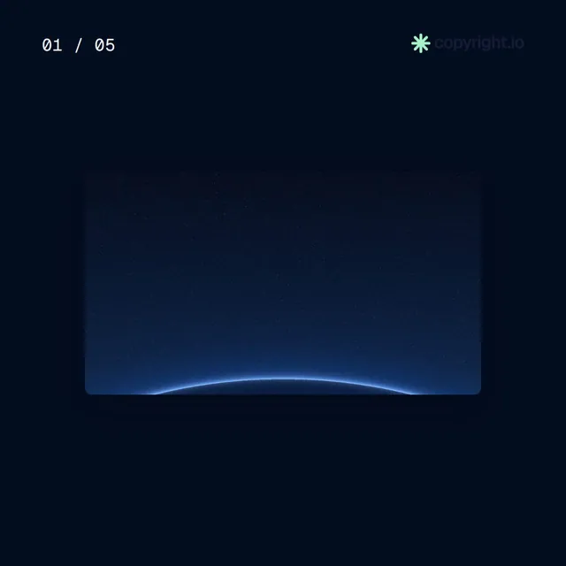 Video for copyright.io. Ad flipbook, 7.5 s, dark palette.