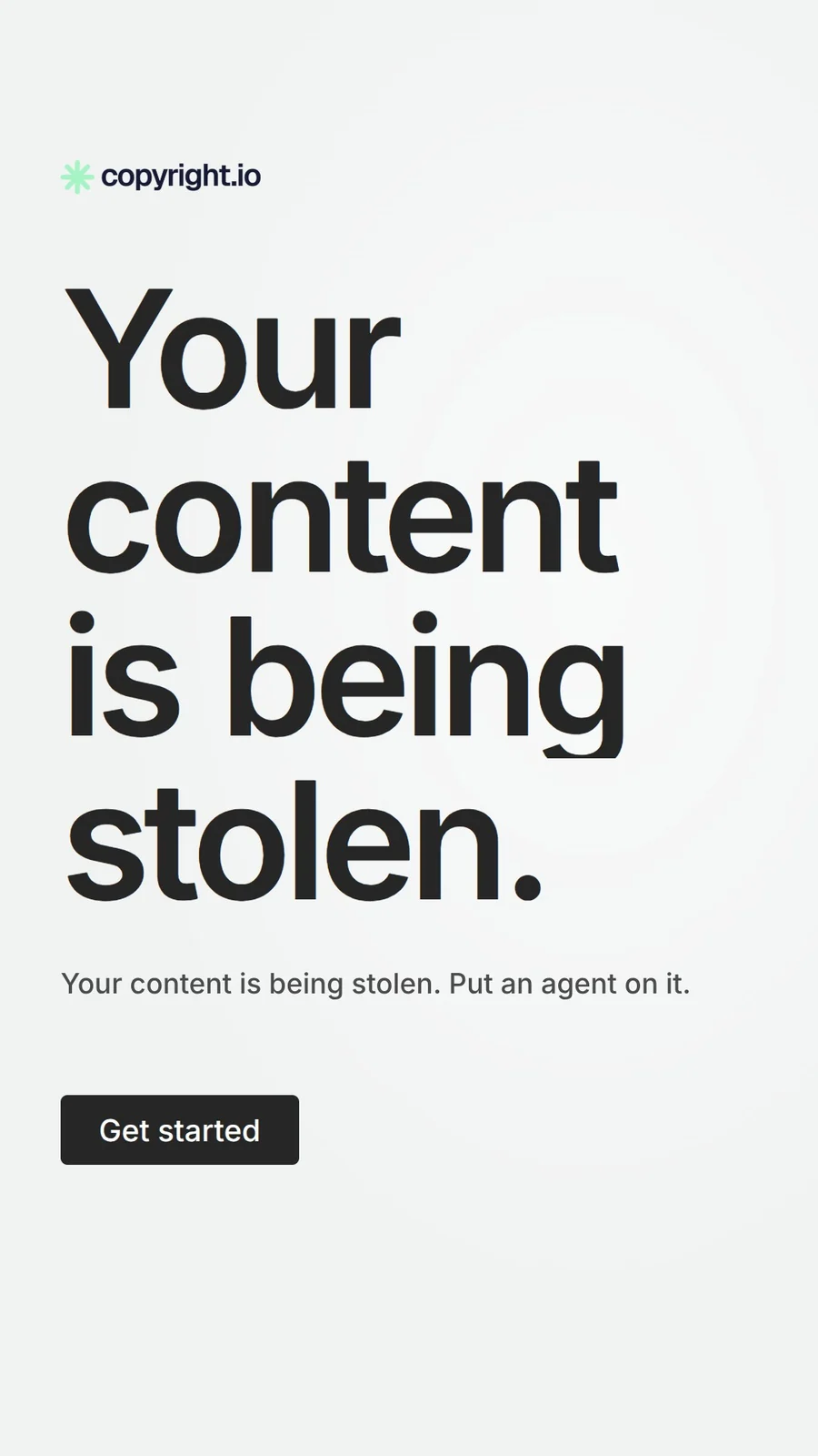 Video for copyright.io: "Your content is being stolen.". Doc motion loop, 7.0 s, light palette.
