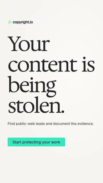 Video for copyright.io: "Your content is being stolen.". Doc motion loop, 6.0 s, light palette.