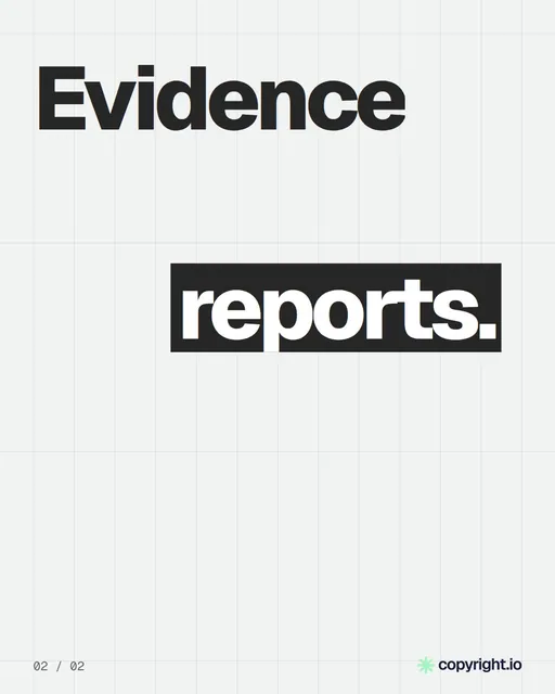 Video for copyright.io: "'It was on Google' is not a licence.". Kinetic type grid, 6.0 s, light palette.