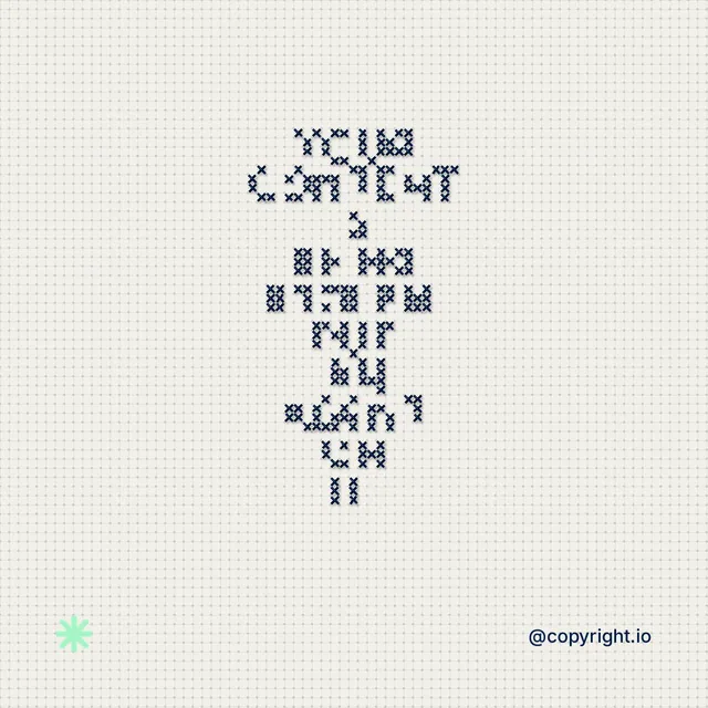 Instagram post for copyright.io: "Your content is being stolen. Put an agent on it." Stitch style, technique:raster type fx layout, light palette in white, grey.