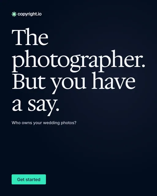Video for copyright.io: "The photographer. But you have a say.". Doc motion loop, 6.0 s, dark palette.