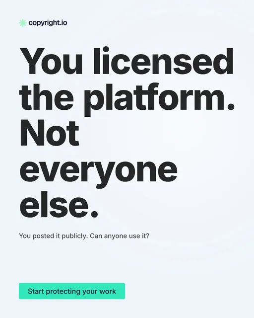 Video for copyright.io: "You licensed the platform. Not everyone else.". Doc motion loop, 6.0 s, light palette.